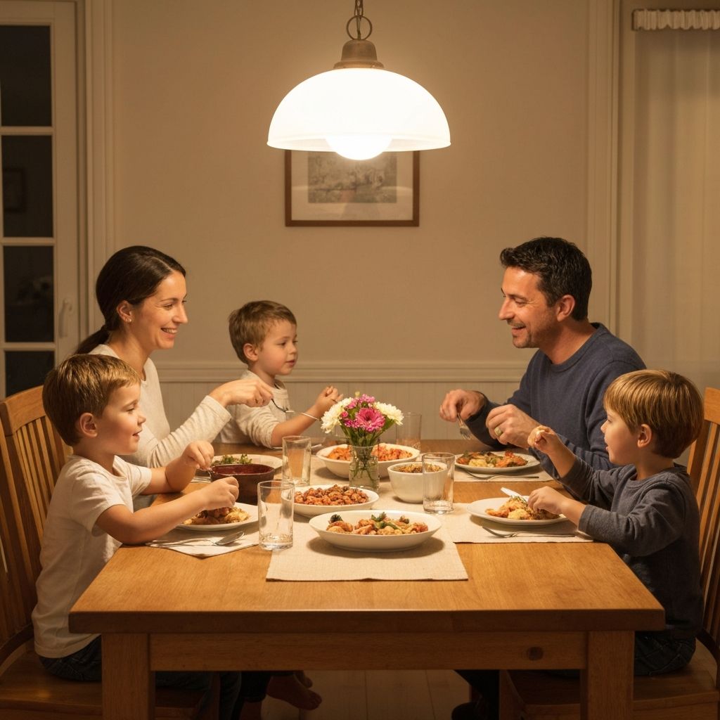 Famille partageant un repas ensemble